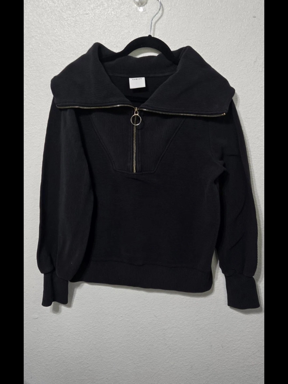 Varley Black Half-Zip Funnel Neck Pullover